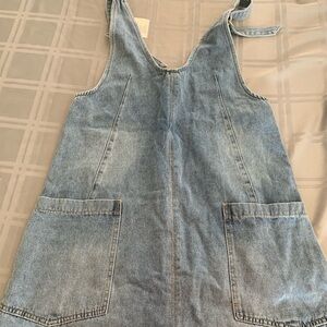 Denim Overall Dress with Pockets